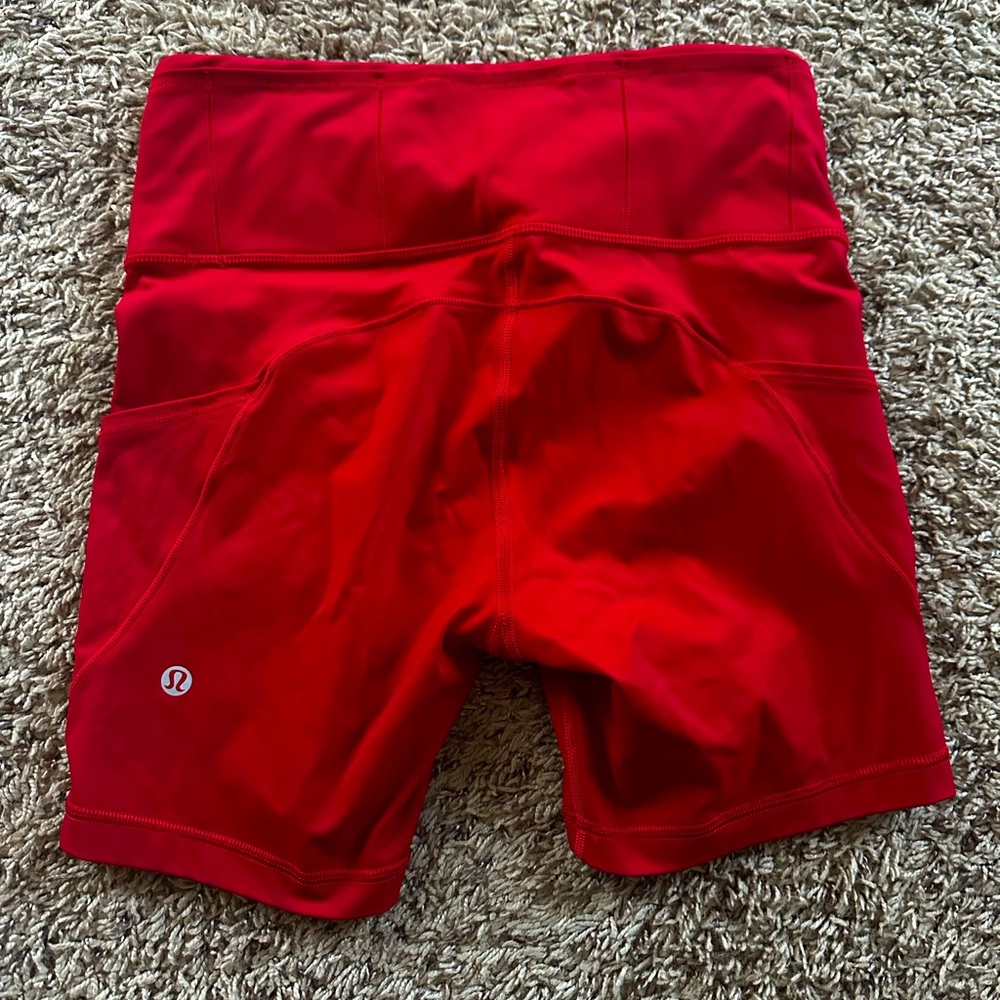 Lululemon Red Fast & Free High Rise Biker 6” Shorts